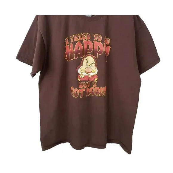 Grumpy Snow White T-Shirt M Disney Parks I Tried To Be Happy Bored Hanes Unisex - Picture 6 of 8